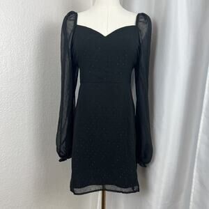 Leith Mini Dress Size Small Black Dotted Mesh Sweetheart LBD Whimsigoth Romantic
